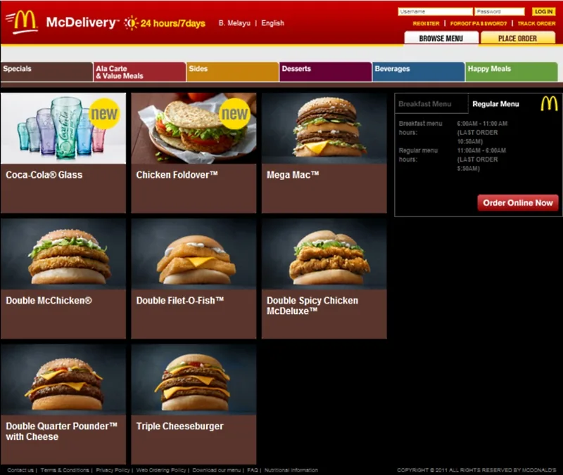 McDelivery Menu