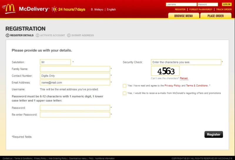 McDelivery Registration