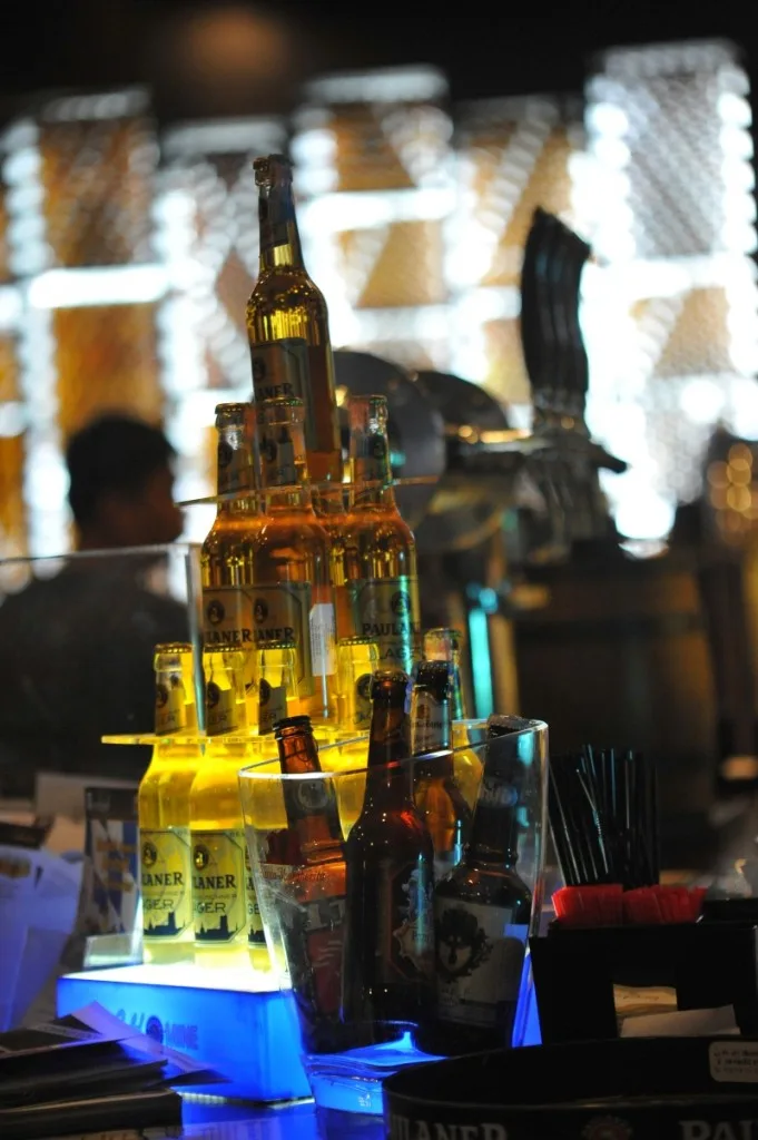 Paulaner display at the bar