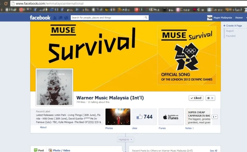 Warner Music Malaysia FB page