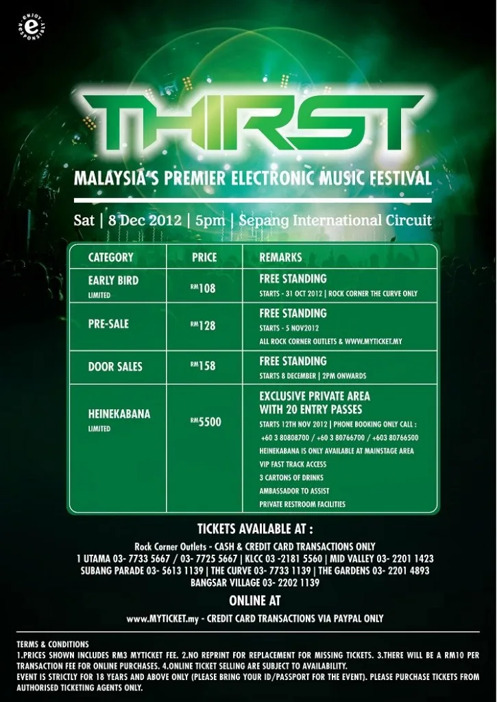 Heineken Thirst 2012 Tickets