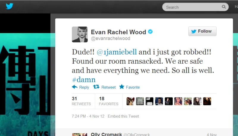 Evan Rachel Wood Robbed