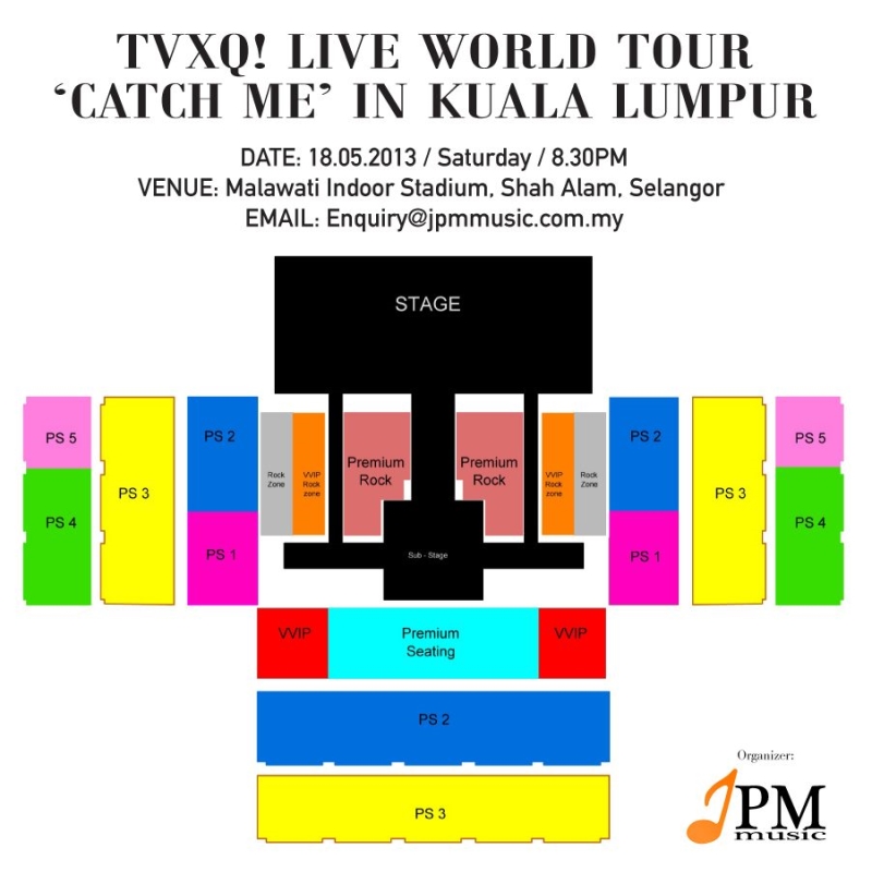 TVXQ Catch Me Tour Malaysia Seating Plan