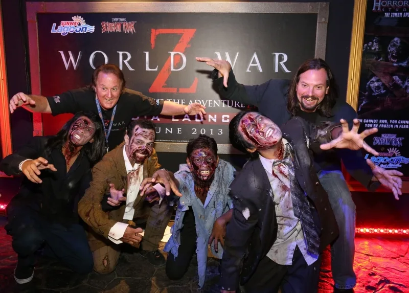 Bill Holman, Consultan Director of Sunway Lagoon (R) along with Edward F Michitsch, Executive Vice President of Sudden Impact! Entertainment with the Zombies (1)