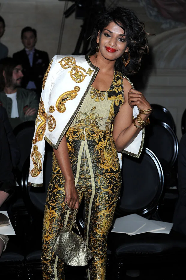 M.I.A. at the Atelier Versace Fall 2012 presentation at the Ritz-Carlton in Paris, France