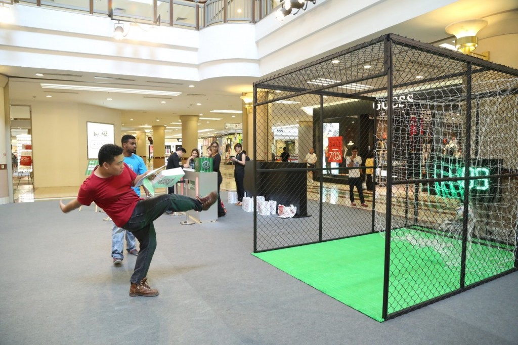 Guest trying their football skills at Radar Speed Cage