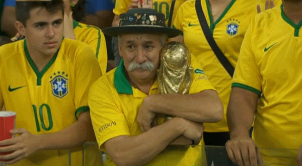 Sad Brazilian man trophy