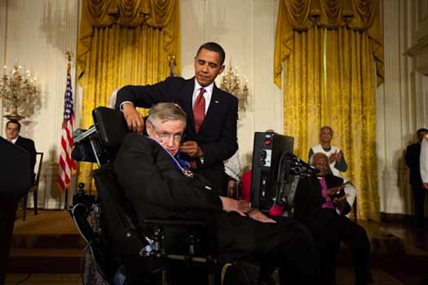 President Obama awarding the Medal of Freedom to Stephen Hawking in 2009
