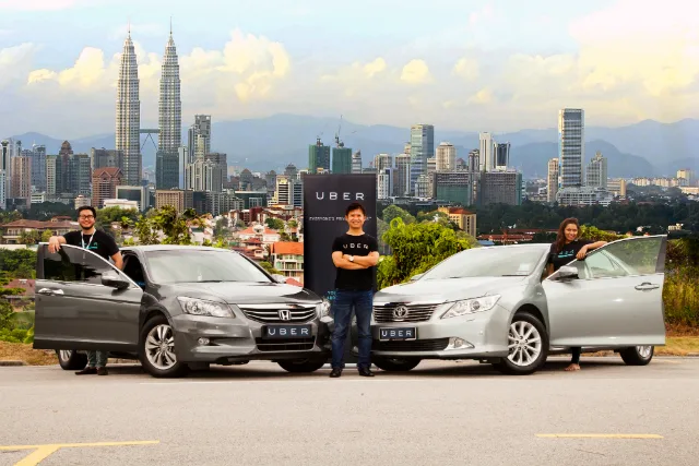 Uber KL Team LtoR - Leon Foong (Head of Operations) Lakshmi Patmarajah (Head of Marketing and Partnerships) Low Jian Wei (Driver Operations Manager)