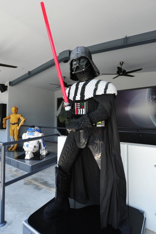 The 2.7m tall Darth Vader welcomes guest to the LEGO® Star WarsTM Miniland Model Display