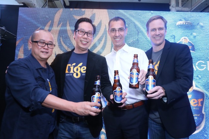 Mr. Tai See Wai, Marketing Manager of Tiger Beer, Mr. Thum Chee Yuen, Sales Director of GAB, Mr. Hans Essaadi, Managing Director of GAB and Mr. Bruce Dallas, Marketing Director of GAB.