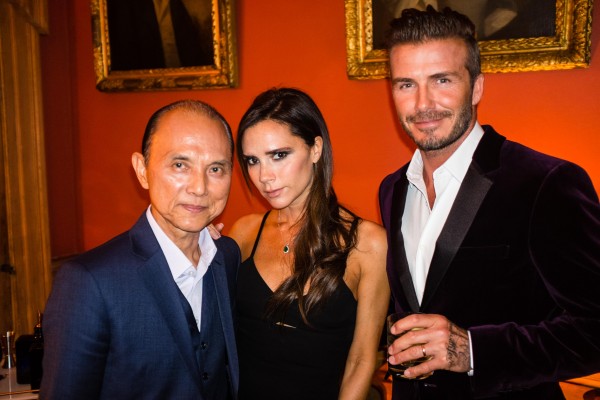 David and Victoria Beckham with Dato' Jimmy Choo celebrating the global launch of Haig Club™ in Scotland