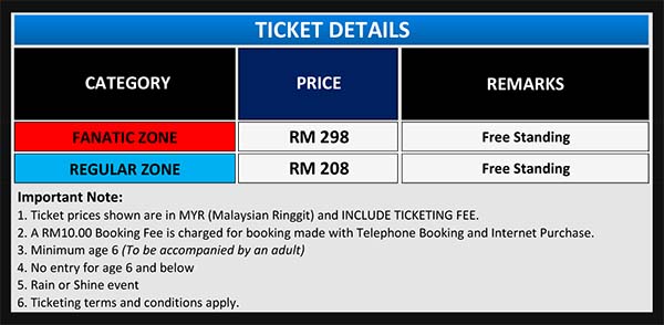 Tickets Price for Avenged Sevenfold Live in Kuala Lumpur 2015