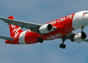 This photograph from April 2014 shows Indonesia AirAsia’s Airbus A320-200 PK-AXC in the air near Jakarta Soekarno–Hatta International Airport.