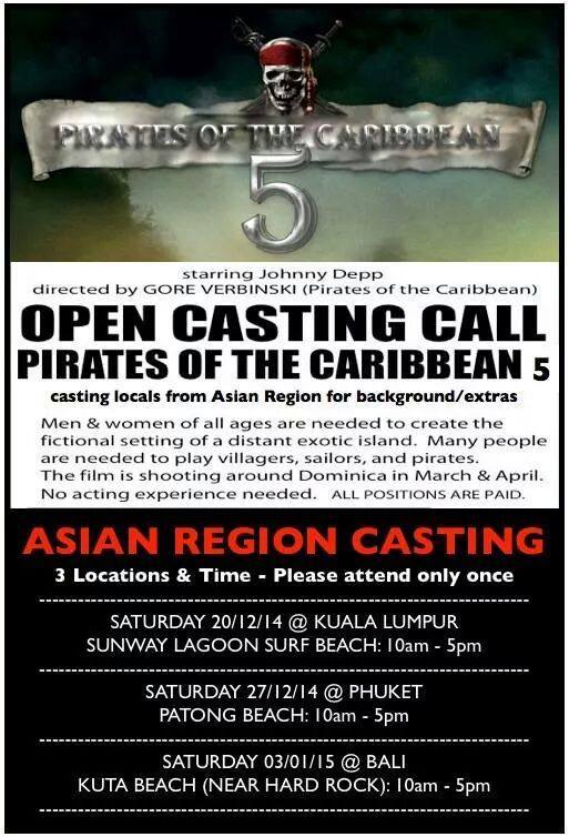 Pirates of The Carribbean 5 Asian Region Casting