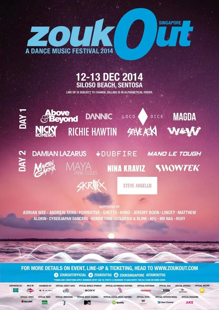 ZoukOut 2014 Lineup