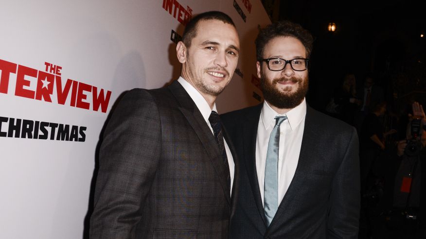 Actors James Franco & Seth Rogen attend the premiere of "The Interview" in LA (Source: AP)