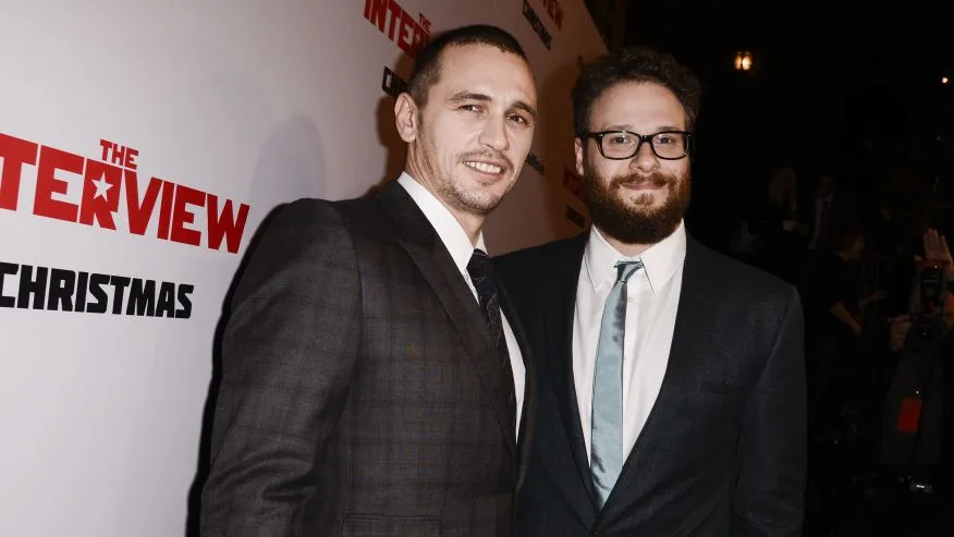 Actors James Franco & Seth Rogen attend the premiere of "The Interview" in LA (Source: AP)