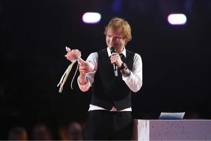 Ed Sheeran at the BRIT Awards 2015 (Source: www.pressdemocrat.com)