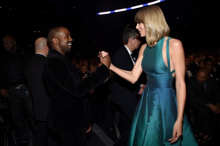 Recording Artists Kanye West and Taylor Swift attend The 57th Annual GRAMMY Awards at the STAPLES Center on Feb. 8, 2015 in Los Angeles. (Source: Getty Images)