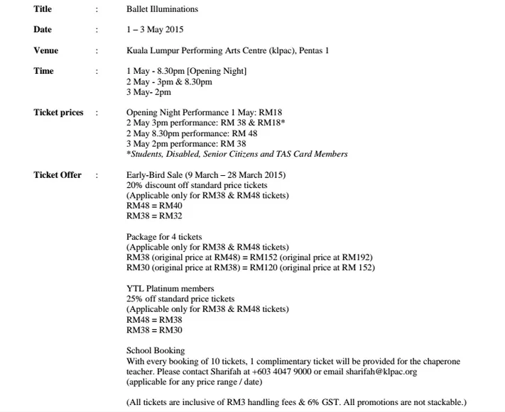 Ballet Illuminations Ticketing