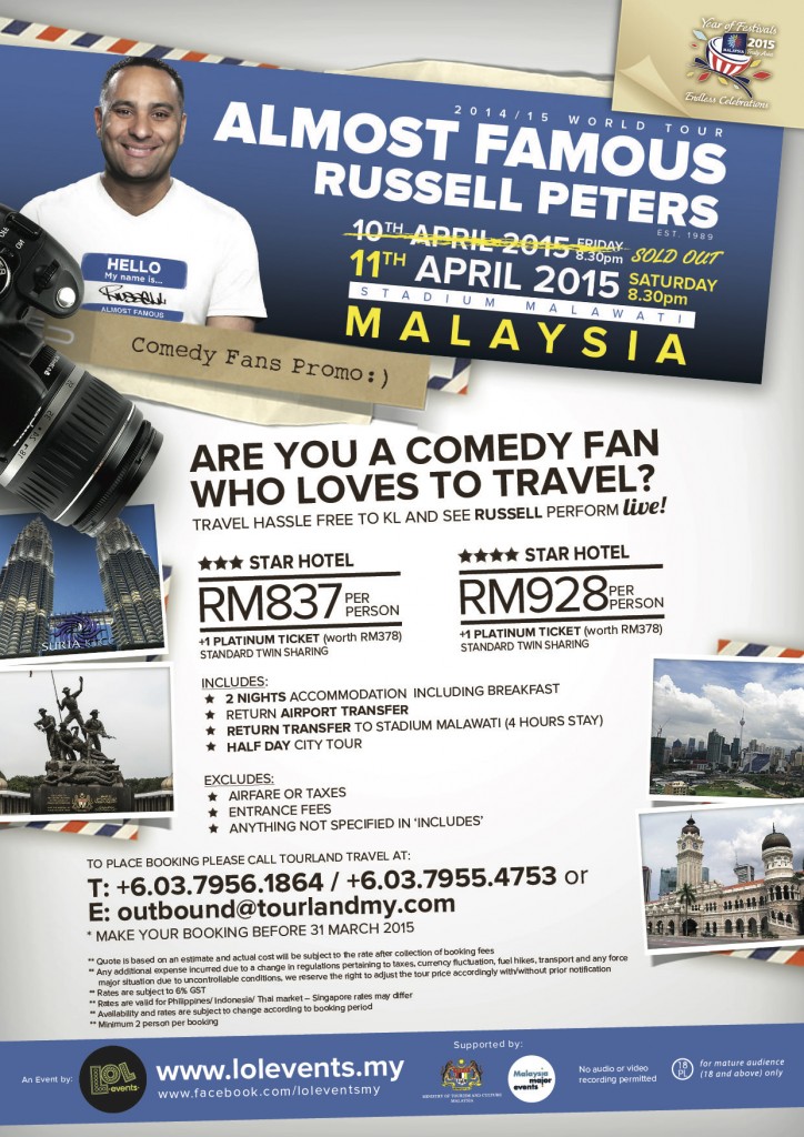 Russell Peters Malaysia Travel Package Promo