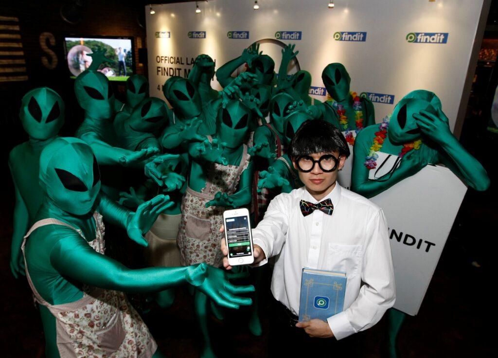 The weekend's green alien invasion came to a climax with the launch of FINDIT - Malaysia's first and only location-based mobile app search service