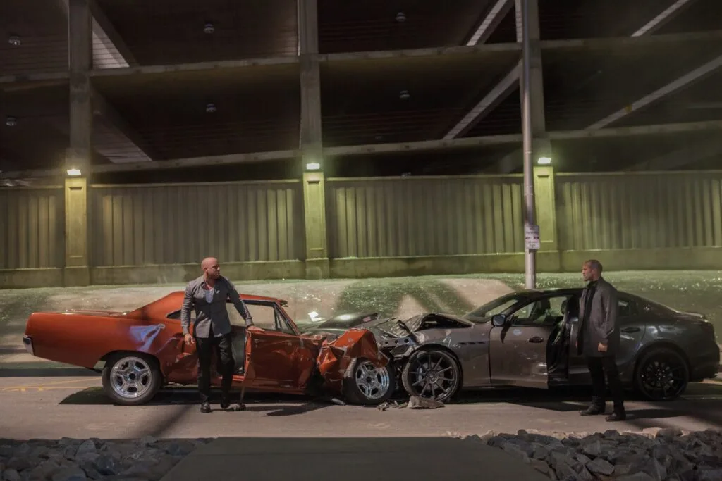 Furious 7 Car Crash Between Dom and Deckard