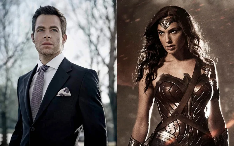 Chris Pine and Gal Gadot as Steve Trevor and Wonder Woman