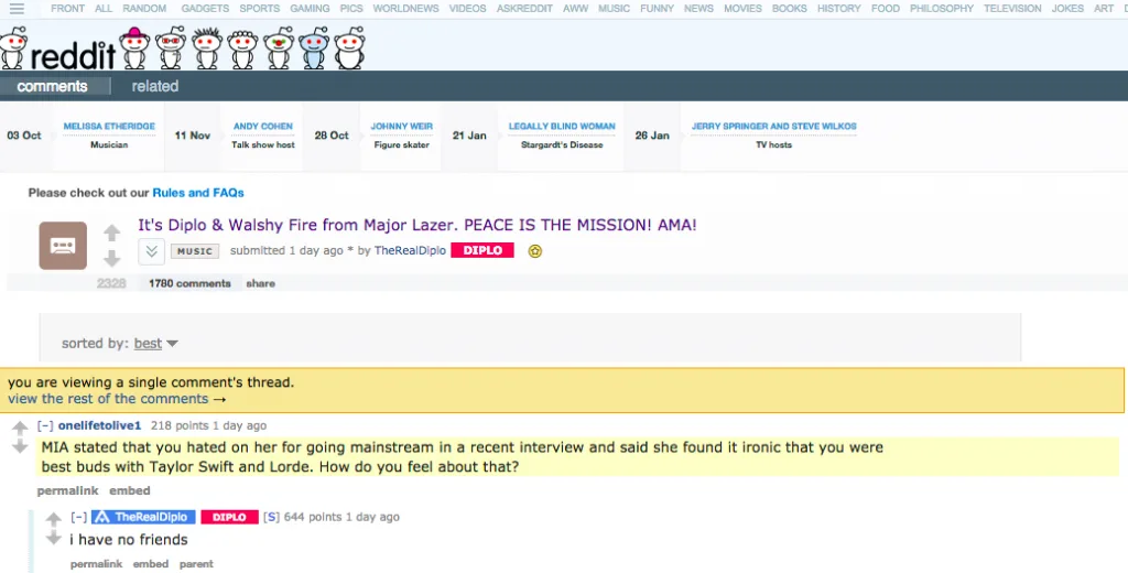 Diplo reddit AMA 2015