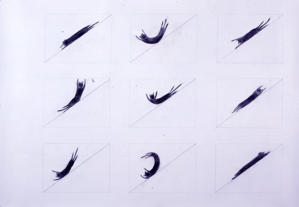 Japan Foundation 'drawing for cat slide' by Tam Ochiai (2007). Colour pencil, pencil on paper, 152.0×223.7cm. © Tam Ochiai. Courtesy of Tomio Koyama Gallery.
