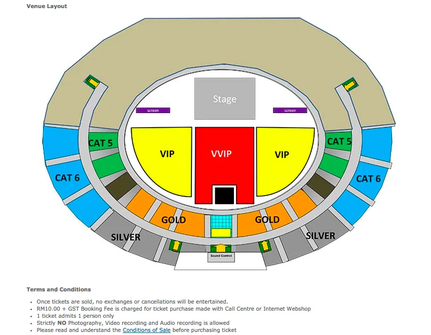 YNWA - The Official History of Liverpool Football Club Musical Malaysia Seating Plan