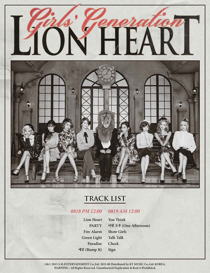 Girls' Generation Lion Heart Track List