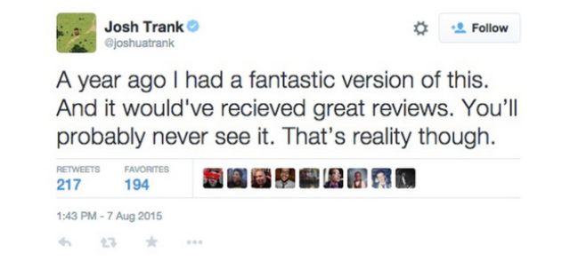 Josh Trank Fantastic Four Tweet