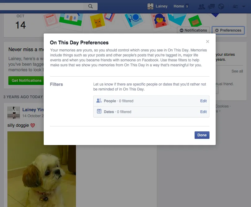Facebook On This Day Filter