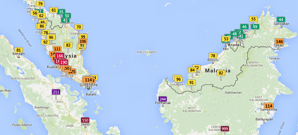API readings as at 6:55pm Monday, 19th October 2015 (Source: aqicn.org)