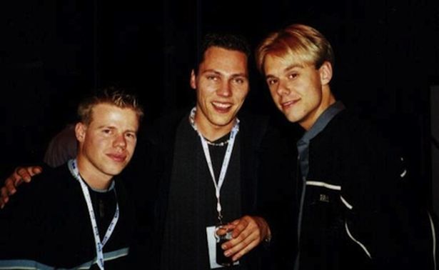 Ferry, Tiësto, & Armin at the release party of the first ‪Gouryella‬ track "Gouryella" at the Melkweg Amsterdam, 8th October 1999