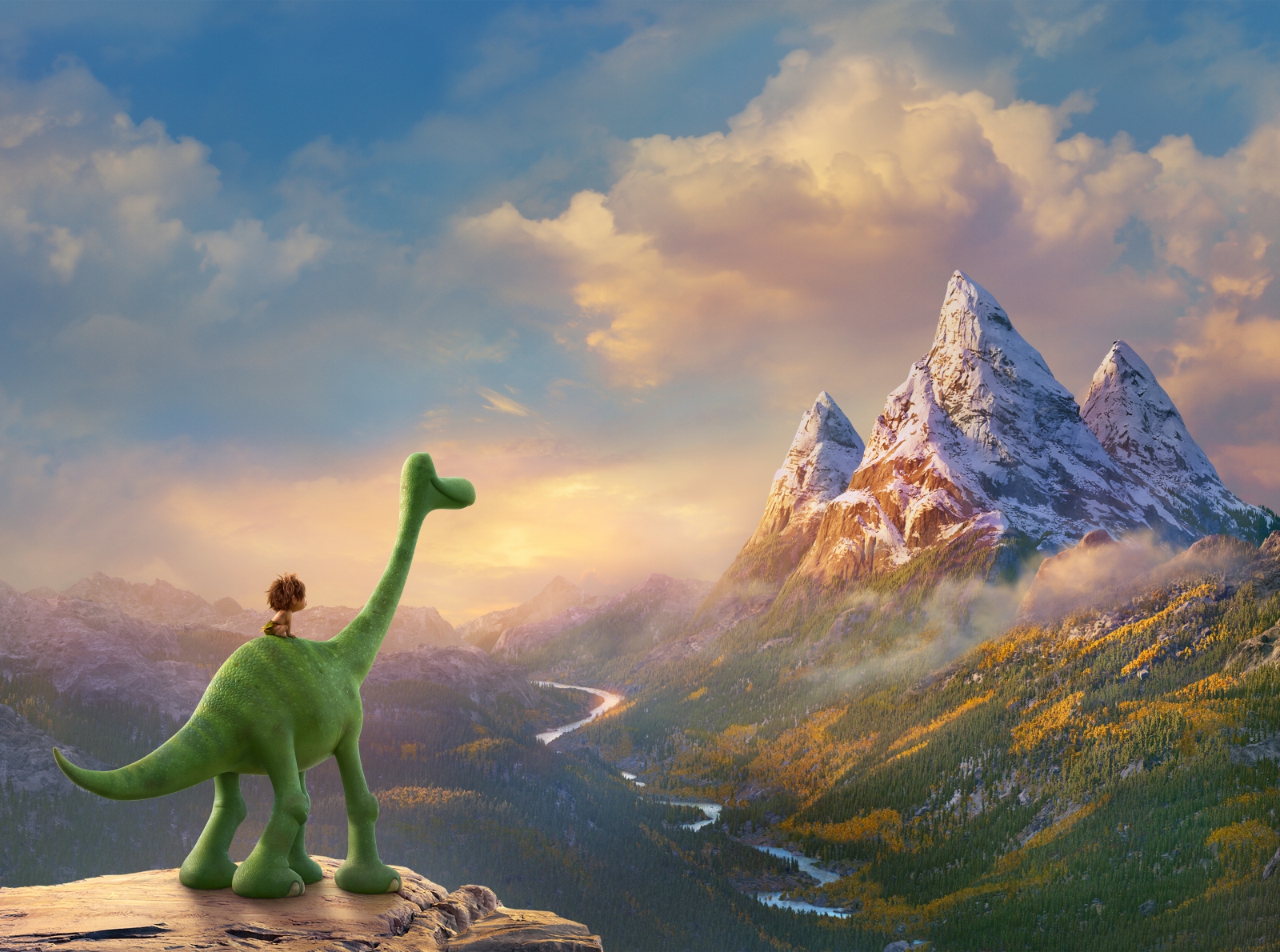 AN UNLIKELY PAIR - In Disney?Pixar's THE GOOD DINOSAUR, Arlo, an Apatosaurus, encounters a human named Spot. Together, they brave an epic journey through a harsh and mysterious landscape. Directed by Peter Sohn, THE GOOD DINOSAUR opens in theaters nationwide Nov. 25, 2015.  ?2015 Disney?Pixar. All Rights Reserved.
