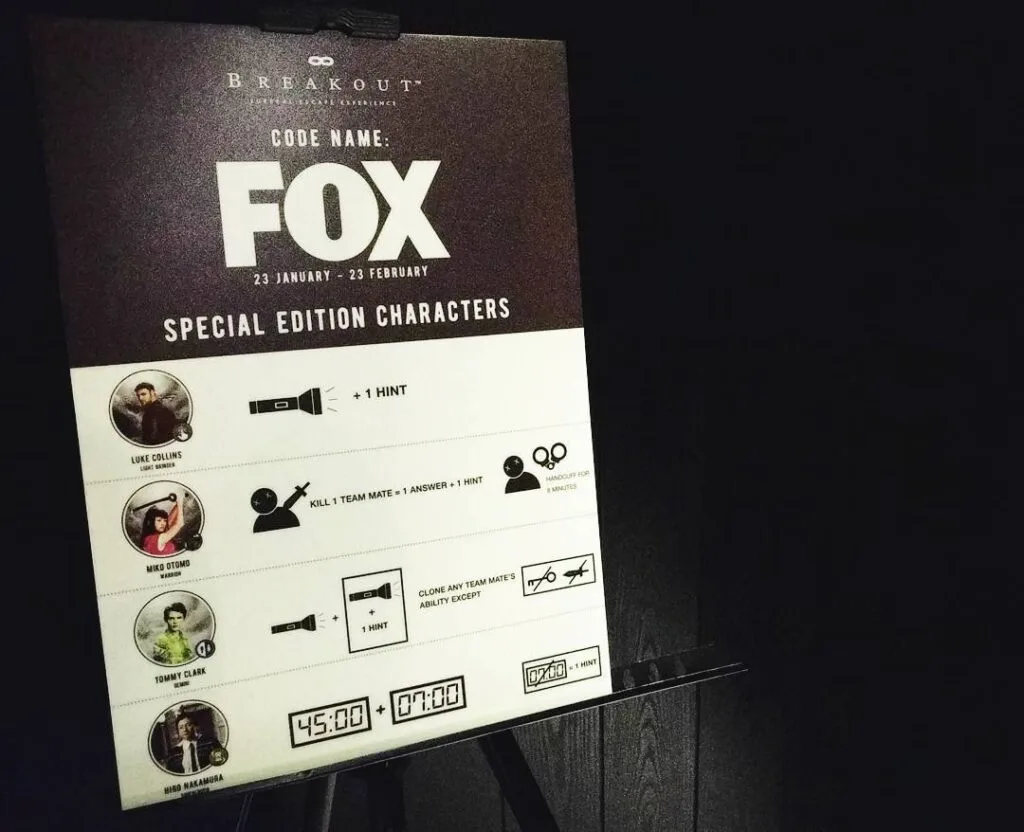 Breakout Nu Sentral FOX Themed Room