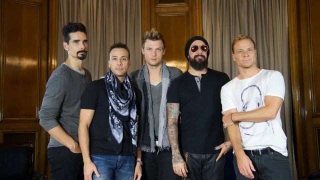 MADRID, SPAIN - NOVEMBER 12: (L-R) Kevin Richardson, Howie Dorough, Nick Carter, A.J. Maclean and Brien Littrell of Backstreet Boys present their new album "In A World Like This" at the Palace Hotel on November 12, 2013 in Madrid, Spain. (Photo by Carlos Alvarez/Getty Images)