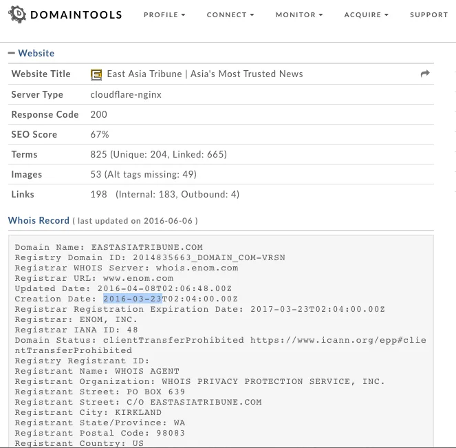 East Asia Tribune WHOIS