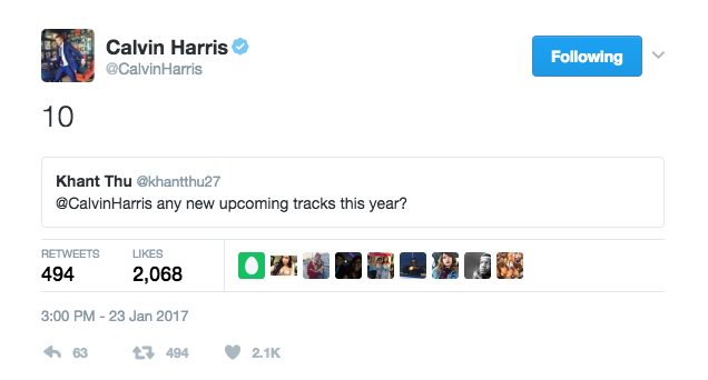 Source: Calvin Harris' Twitter page
