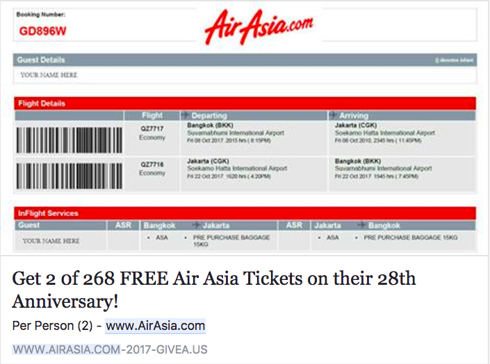 #AirAsia: Low-Cost Airline Warns Of "268 FREE Air Asia ...
