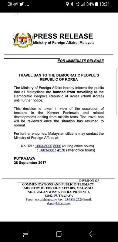 Malaysia Travel Ban