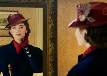 Emily Blunt is Mary Poppins and Joel Dawson is Georgie Banks in Disney’s MARY POPPINS RETURNS, a sequel to the 1964 MARY POPPINS, which takes audiences on an entirely new adventure with the practically perfect nanny and the Banks family.