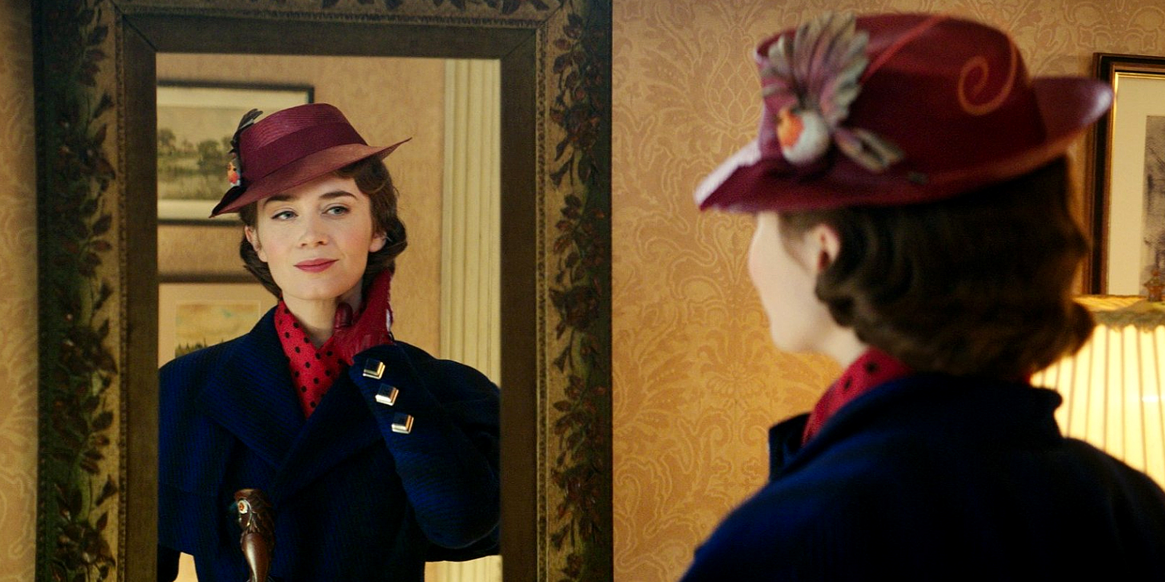 Emily Blunt is Mary Poppins and Joel Dawson is Georgie Banks in Disney’s MARY POPPINS RETURNS, a sequel to the 1964 MARY POPPINS, which takes audiences on an entirely new adventure with the practically perfect nanny and the Banks family.