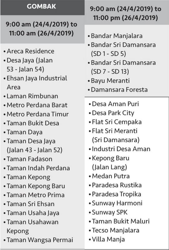 Water Disruption Affecting 290 Areas In Klang Valley From 14th 17th July