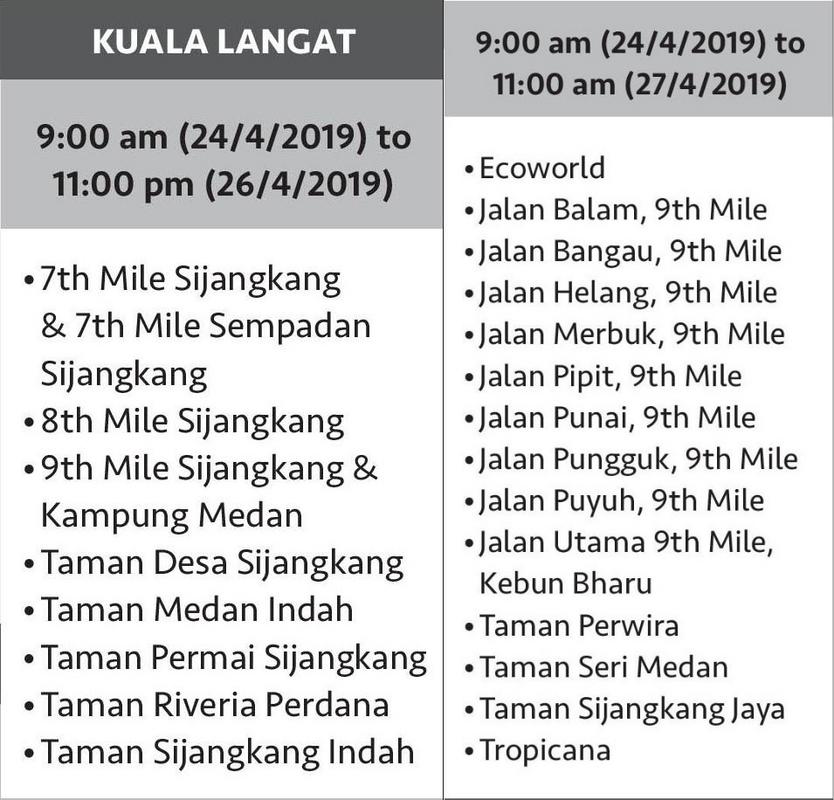 Water Disruption Affecting 6 Klang Valley Districts On 24th April Onwards