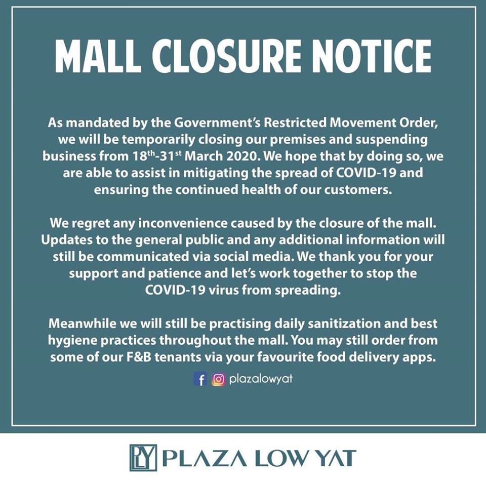 27 Shopping Malls Partially Open Or Temporarily Closed Until 31st March