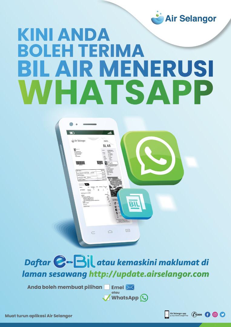 Air Selangor: You Can Now Opt For E-Billing Via Whatsapp